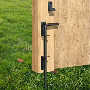 12" Cane Bolt Gate Drop Rod Heavy Duty Gate Hardware, Gate Ground Latch for Wood Metal Vinyl Gates Doors Stopper for Gate Ground, Wrought Iron Gate Latches, Black Finish-1 Pack