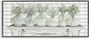Country Herb Jars on Gingham, 10 x 24 Inch Framed Gicle Print