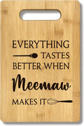 FONDCANYON Meemaw Gifts, Everything Tastes Better When Meemaw Makes It Gift Bamboo Cutting Board Kitchen Decor,Cute Mother's Day Gifts Cutting Board for Kitchen,Meemaw Gifts for Grandma from Grandkids