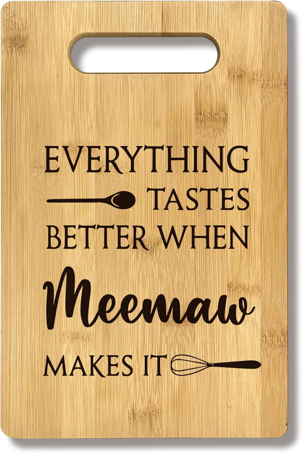 FONDCANYON Meemaw Gifts, Everything Tastes Better When Meemaw Makes It Gift Bamboo Cutting Board Kitchen Decor,Cute Mother's Day Gifts Cutting Board for Kitchen,Meemaw Gifts for Grandma from Grandkids