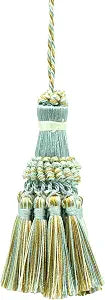 Noblesse Collection Elegant Hand Crafted 4" (10cm) Key Tassel (NKT) Island Breeze Blue Multicolor #5939 (Silver Blue, Gold, Off White) Individually Sold