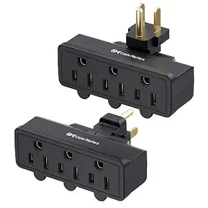 [ETL Listed] Cable Matters 2-Pack 3-Outlet Swivel Wall Tap, Black
