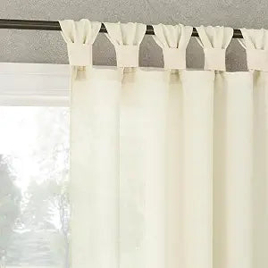 No. 918 Reman 2-Pack Twist Tab Linen Texture Semi-Sheer Tab Top Curtain Panel Pair, 40" x 84", Ivory