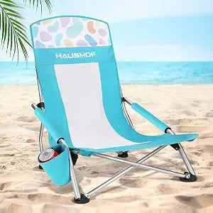 HAUSHOF High Back Beach Chair, Mesh Back Folding Chair