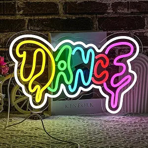 Dance Neon Sign for Wall Decor Colorful Dripping Letter Neon Light Music Neon Light Sign Dance Led Light Sign for Dancing Party Club Bar Accessories
