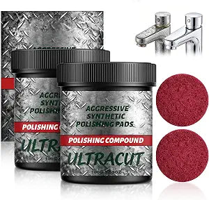 2PCS Ultracut Polishing Compound, All-in-One Surface Restoration Polish with Pad, Furniture Surface Polishing & Scratch Remover Compound for Leather Wood Marble Countertop & Sinks