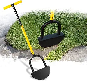 Manual Edger Lawn Tool with 38"-42" Adjustable Length, Half Moon Saw Tooth Border Edger with Wide Footplate Manganese Steel Blade, Garden Edging Tool for Flower Beds, Landscaping, Sidewalks, Yard