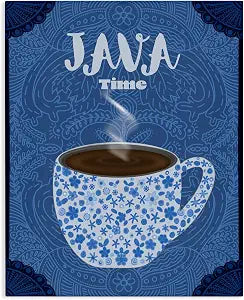 Stupell Industries Blue Coffee Mug Floral, 24 x 30 Inch Canvas Wall Art