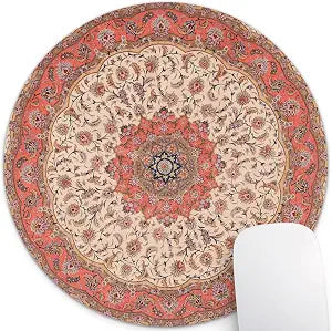Traditional Oriental Floral Round Mouse Pad, Persian Art Circular Desk Mat