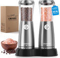 Electric Salt and Pepper Grinder Set - Automatic Stainless Steel Rechargeable Salt and Pepper Grinder Set with Storage Base, Large Capacity, LED Light & Adjustable Coarseness, Ideal Kitchen Gadget