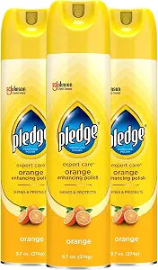 Pledge Enhancing Polish, Wood & Furniture Spray, Orange Scent, 9.7oz (Pack of 3)