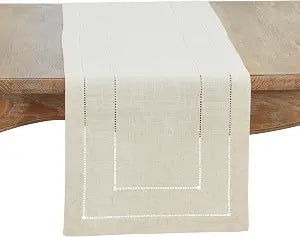 Linen Blend Toscana Double Hemstitched Table Runner