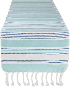 DII Seashore Collection Beach House Dcor, Table Runner, 14x72, Tidal Stripe Fouta