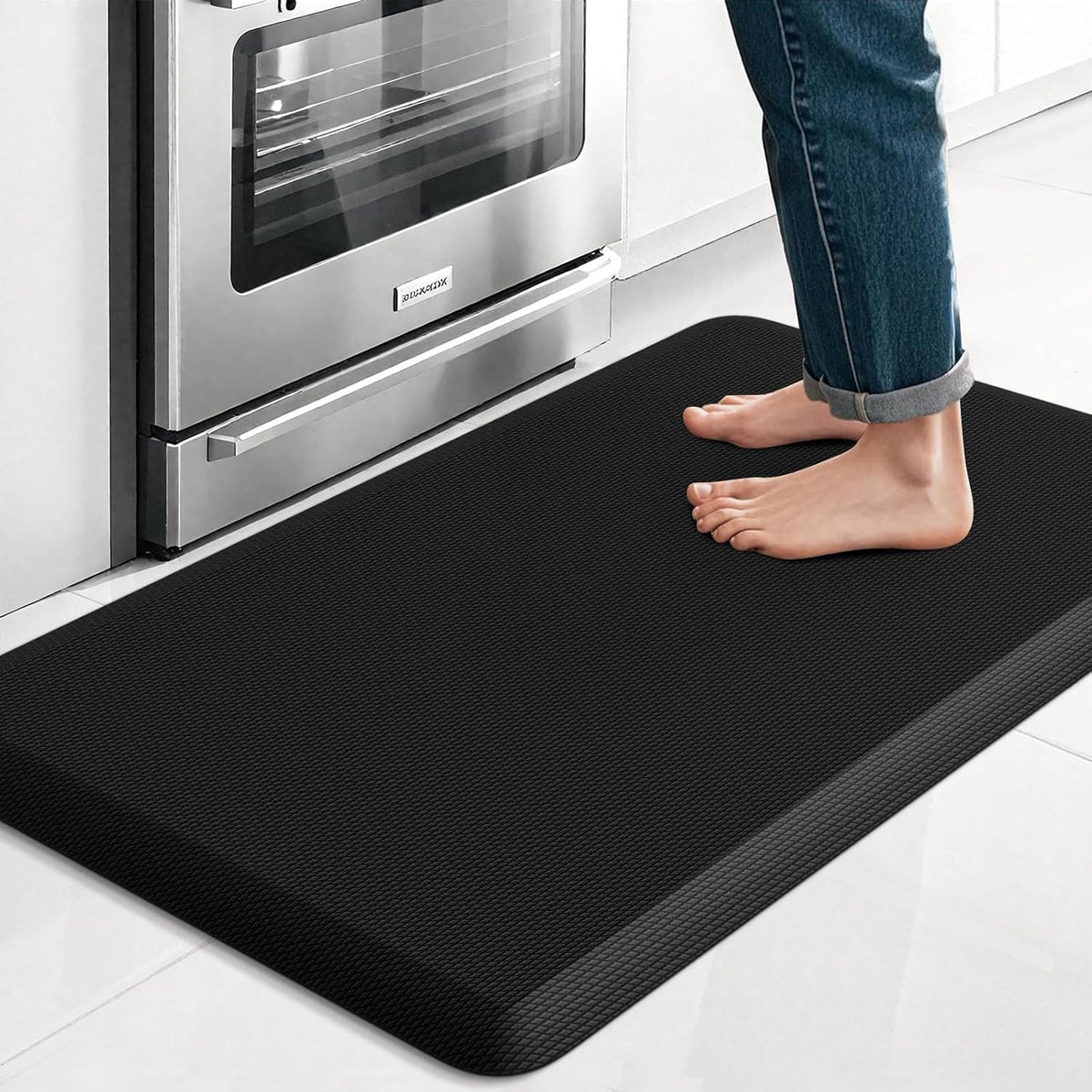 Kitchen Mat for Floor, Anti-Fatigue Mat Kitchen Rug, 17.3"x28"x0.5'', Black