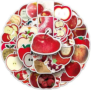 INS Apple Stickers, 50PCs Cartoon Fruit Stickers for Laptop, Hydro Flask, Water Bottle Phone, Vinyl Decals for Girls, Teens, Party Supply Decals as Gifts (Apple)