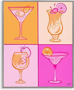 Pink Orange Cocktail Still Life, 11 x 14 Inch Framed Gicle Print