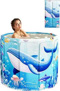 Portable Bathtub Adult Ice Bath Tub - Collapsible Folding Foldable Bathtub for Adult Shower Bathroom Hot SPA Soaking Cold Plunge Tub Deep Freestanding Bathtub Indoor Outdoor Animal