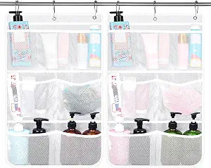 Dntorx 2 Pack Mesh Hanging Shower Caddy, 7-Pocket Bathroom Organizer