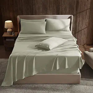 Hearth & Harbor Extra Deep Pocket Sheet Sets, Luxury Soft 6 Piece Bed Sheet Set Fits Mattress 18-24 Inches - Split King Size, Sage Green New