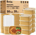 Ginkgo 50 Pack (100-Pieces) 35 oz Meal Prep Containers with Lids
