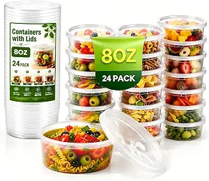 8oz Plastic Deli Containers with Lids BPA Free Food Storage Containers