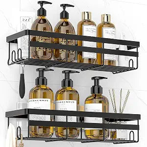 WOWBOX 2 Pack Adhesive Shower Caddies, No Drill Bathroom Shelves, Large