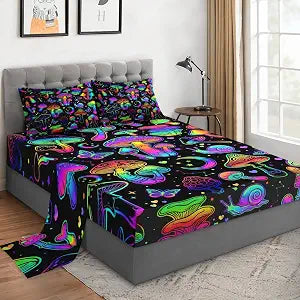 WeCozy Twin Bed Sheet Set, 3 Pieces Black Purple Bedding with Flat