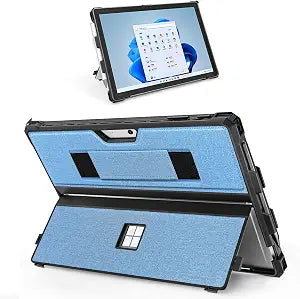 Case for 12.3" Microsoft Surface Pro 7+/7/6/5/4 Protective Rugged Cover Case, with Surface Pen Holder and Hand Strap, Compatible with Surface Pro Type Cover Keyboard (Blue)