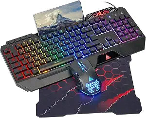 CHONCHOW Gaming Keyboard and Mouse Combo, Wired RGB Set for PC PS4 PS5 Xbox