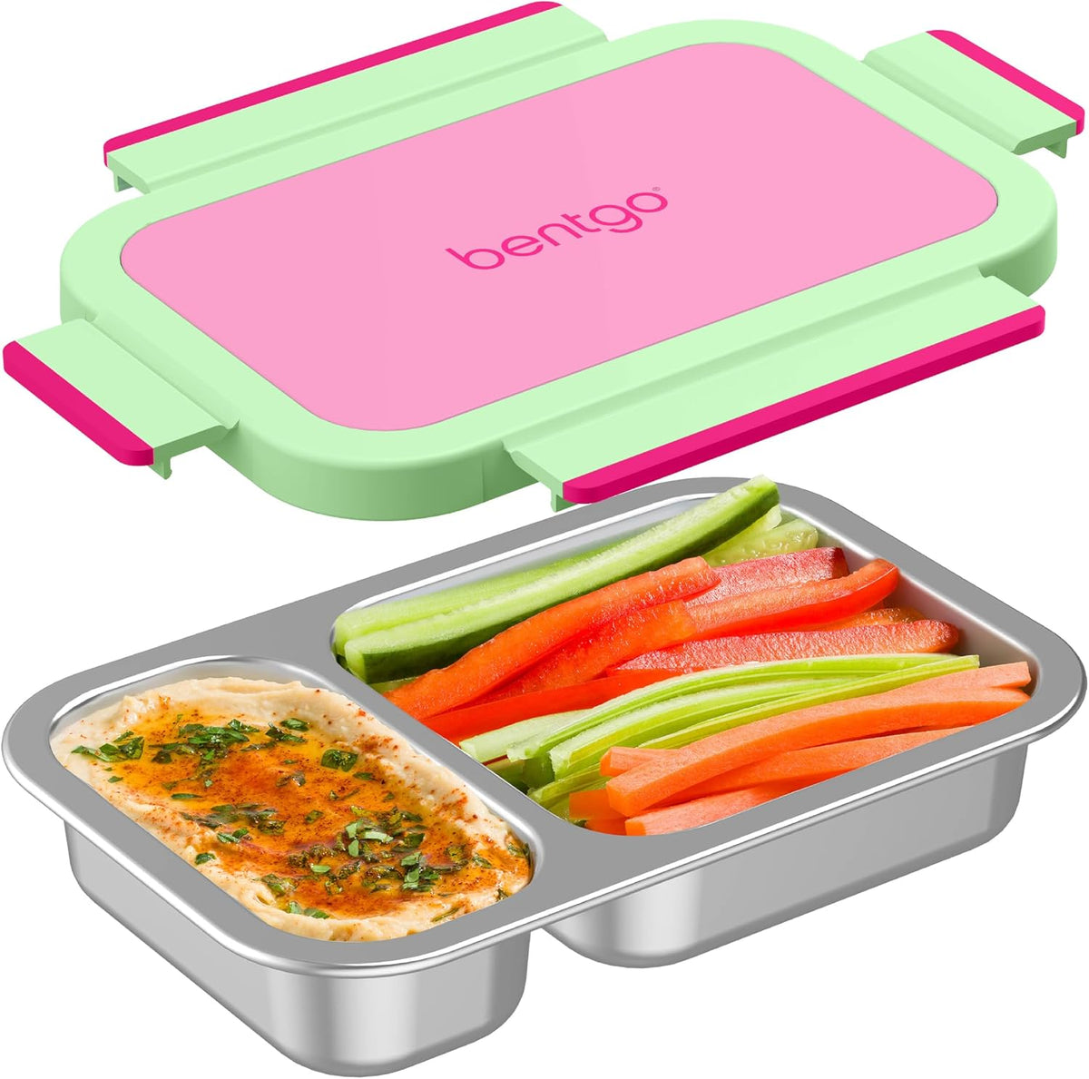 Bentgo Stainless Steel Snack Box, Leak-Proof, 2 Compartments, 2-Cup Capacity