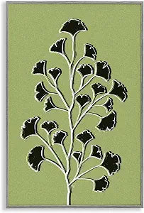 Lime Gingko Sprig Botanical, 12 x 18 Inch Framed Gicle Print