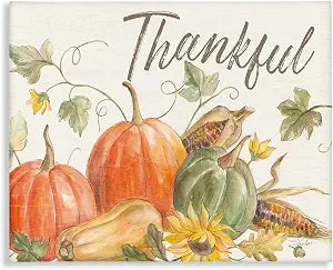 Thankful Autumn Pumpkin Harvest, 16 x 20 Inch Canvas Wall Art
