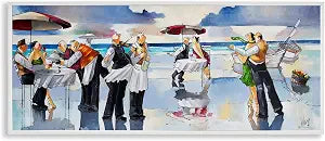 Fancy Beach Dinner Coastal Scene, 10 x 24 Inch Framed Gicle Print