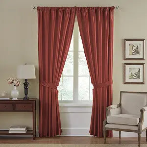 Versailles Faux Silk Blackout Window Curtain, Rouge - 52" W x 84" L