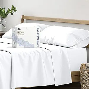 Mayfair Linen Organic Cotton Sheets Queen Size, 16" Deep Pocket, White