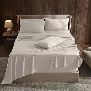 Hearth & Harbor Extra Deep Pocket Sheet Sets, Luxury Soft 6 Piece Bed Sheet Set Fits Mattress 18-24 Inches - Twin, Linen