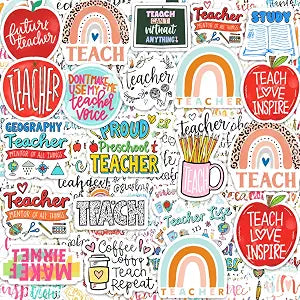 Sabary 100 Pcs Teacher Stickers Vinyl Waterproof Teacher Appreciation Gift
