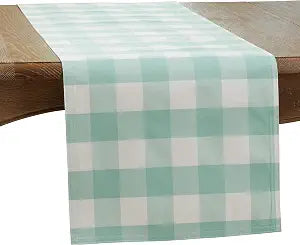 SARO LIFESTYLE Nautica Collection Cotton And Poly Blend Buffalo Plaid Runner, 16" x 90", Green