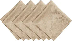 Caiden Elegance Damask Napkin, Set of 4, Taupe - 17" W x 17" L