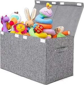 Large Toy Box Storage with Lid, Collapsible Sturdy Toy Chest Storage Bin