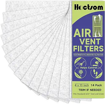 Air Vent Filters 4x10 Inch 14-Pack, White Thin Air Register Filters