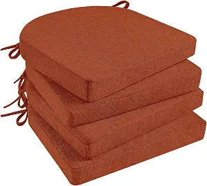 Basic Beyond Chair Cushions for Dining Chairs 4 Pack, Kitchen Chair Cushions with Ties and Non Slip Backing, 16 x 16 inches Chair Pads for Dining Chairs (Orange)