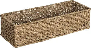 Household Essentials Handwoven Seagrass Rectangular Storage Basket, Natural