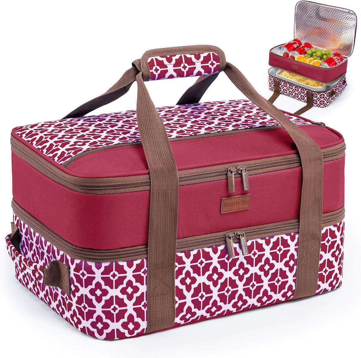 BAGSPRITE Double-Layer Insulated Casserole Carrier for 9" x 13" Baking Dish