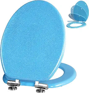 Angol Shiold Glitter Toilet Seat, Slow Close (Elongated, Blue)