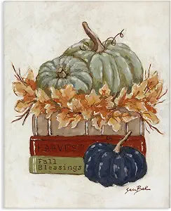 Fall Blessings Pumpkins Harvest, 16 x 20 Inch Canvas Wall Art
