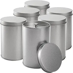 Yesland 6 Pack Tea Tin Canister with Airtight Double Lids, 12 Fluid Oz Tin Can Box and Small Round Kitchen Canisters for Loose Tea, Coffee, Candy, Herbs and Spices(Silver)
