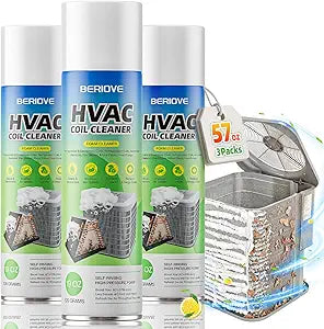 BERlOVE Foaming AC Coil Cleaner: 57oz for Evaporators & Condensers