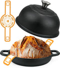 5QT Pre-Seasoned Cast Iron Dutch Oven For Bread Baking, Dutch Oven with Domed Lid, Sourdough Bread Baking Supplies, Multi-Functional Bread Pan For Baking, Frying, Roasting