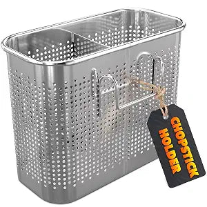 Large 2-Compartment Chopstick Holder for Dishwasher, Stainless Steel Basket